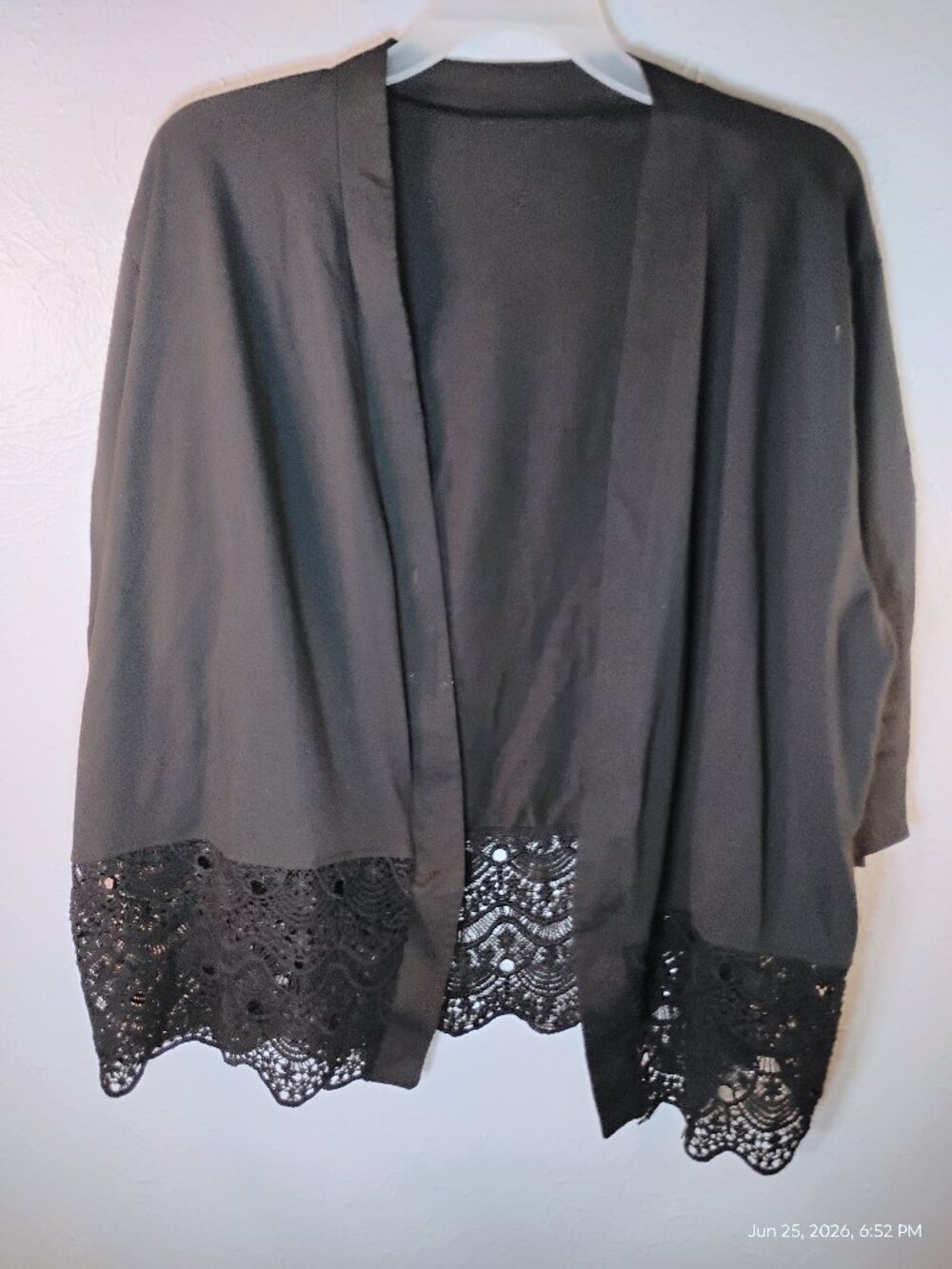 Black Cardigan with Crocheted detail Size 4x